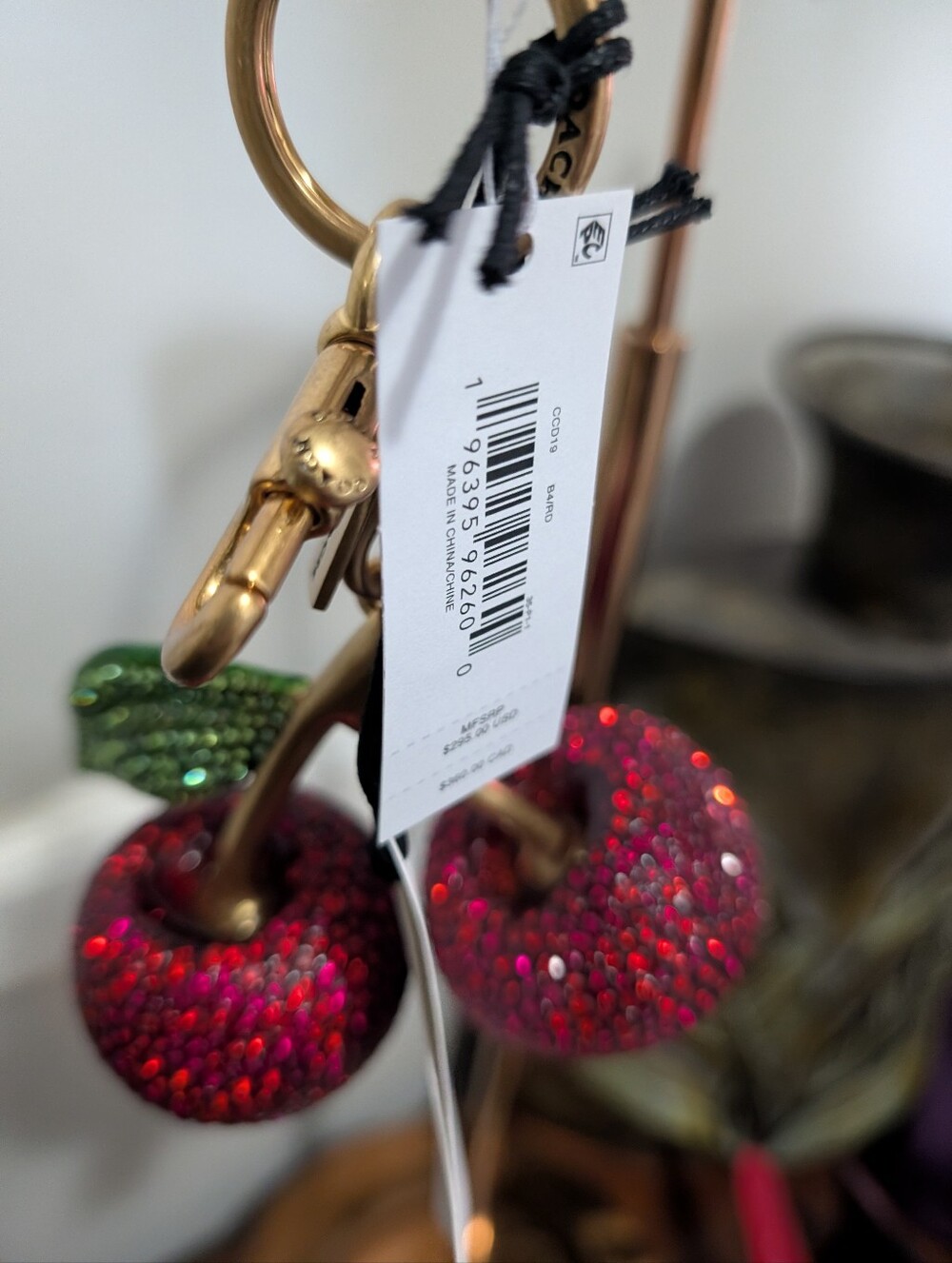 Coach Large Crystal Cherry Bag Charm - Picture 6 of 10